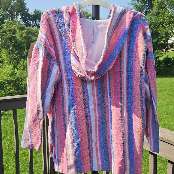 Vintage B.U.M. Equipment Striped Hoodie Pullover Sz M 90s Surf Style - Picture 6 of 6